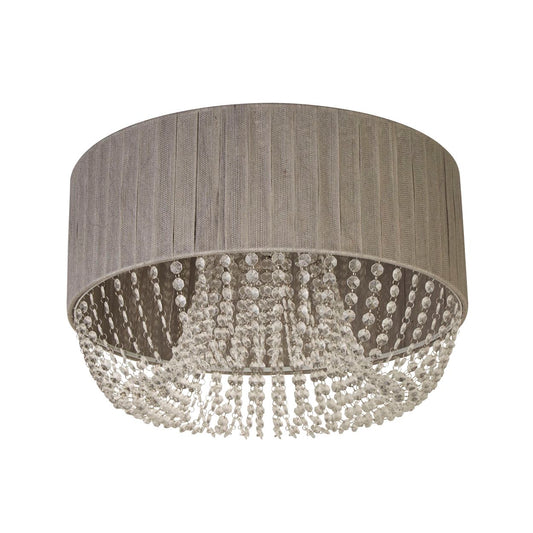 Searchlight Bellano 5LT Flush Chroom Metaal, Grijs Stof, Helder Acryl