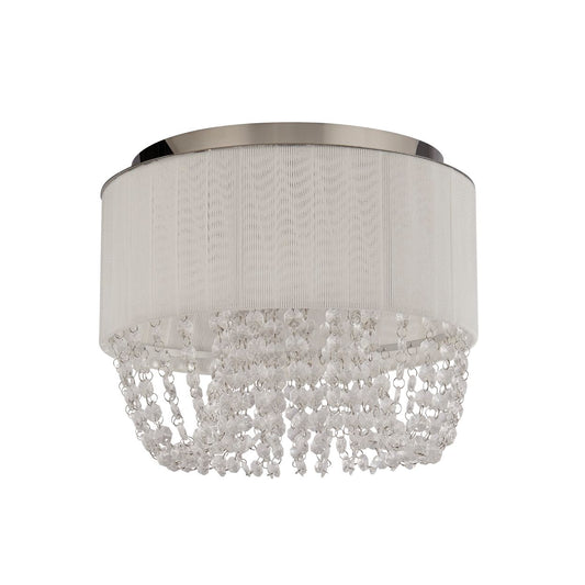 Searchlight Bellano 3Lt Flush Chroom Metaal,Wit Stof,Helder Acryl