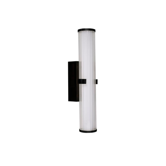 Searchlight Clamp Wandlamp Zwart Metaal, Ribbed Helder & Opal Diffuser
