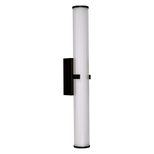 Searchlight Clamp Wandlamp Zwart Metaal, Ribbed Helder & Opal Diffuser