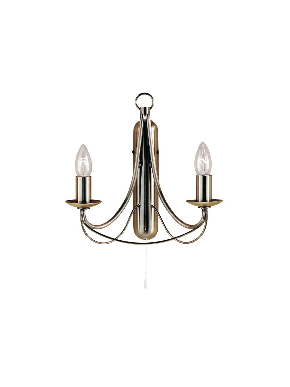 Searchlight Maypole 2Lt Wandlamp Antique Messing Metaal