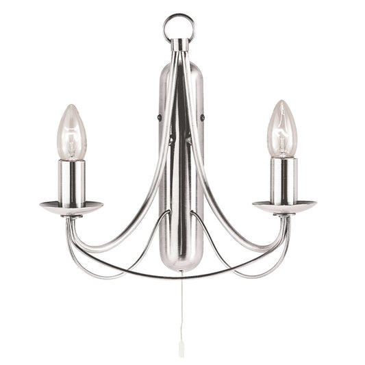 Searchlight Maypole 2Lt Wandlamp Satin Zilver Metaal