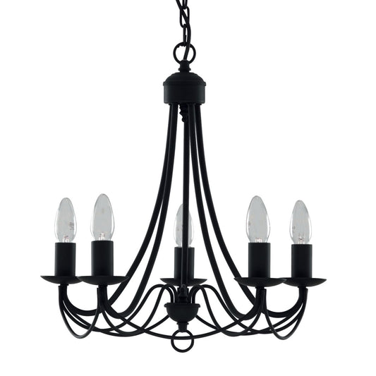Searchlight Maypole 5Lt Hanglamp Zwart Metaal