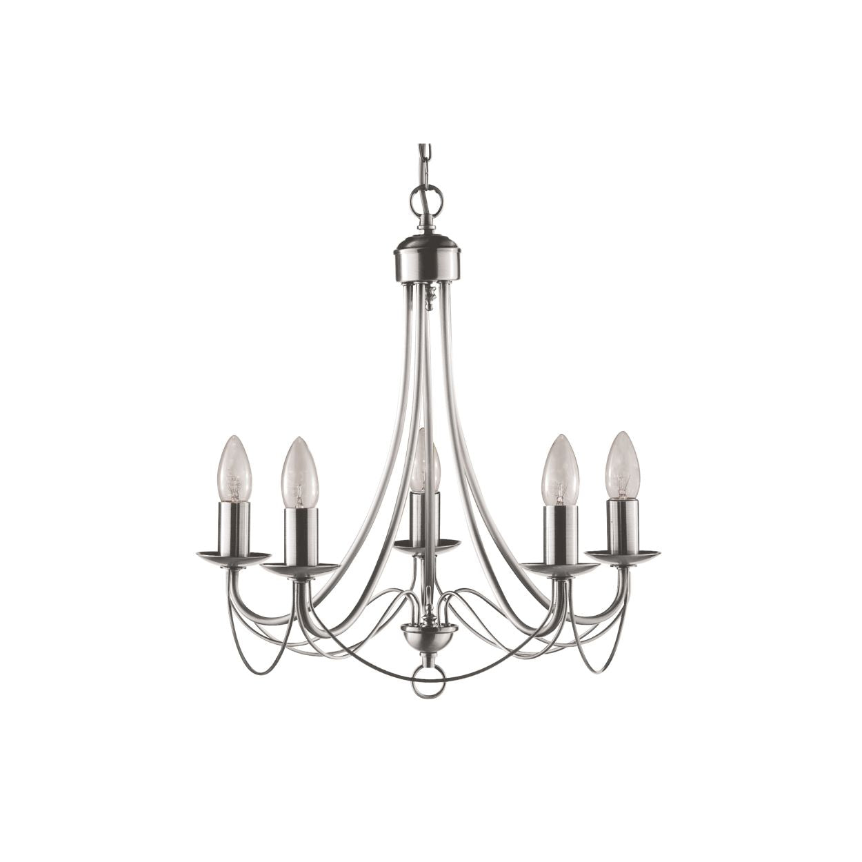 Searchlight Maypole 5Lt Hanglamp Satin Zilver Metaal