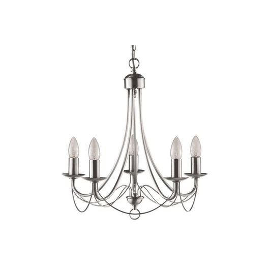 Searchlight Maypole 5Lt Hanglamp Satin Zilver Metaal