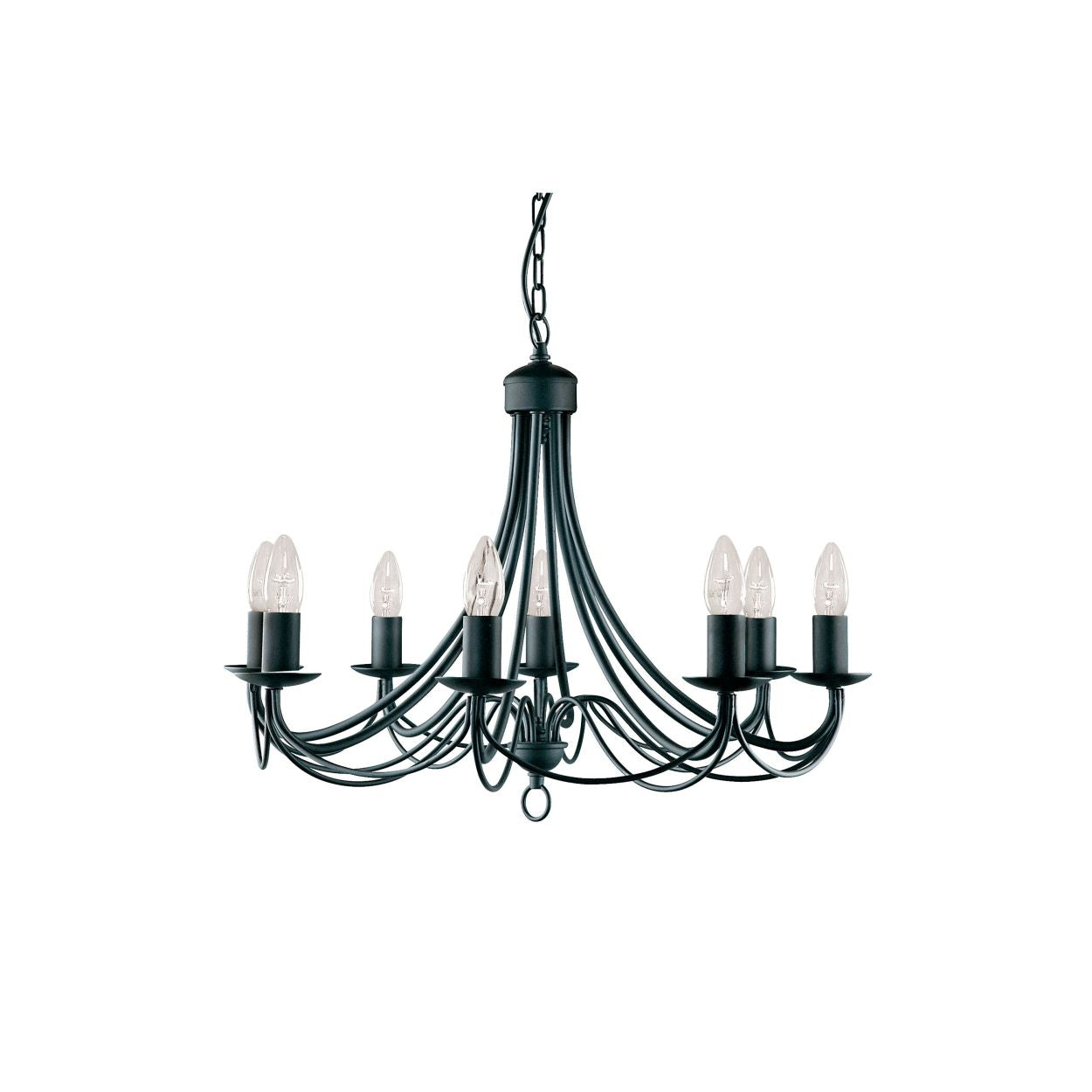 Searchlight Maypole 8Lt Hanglamp Zwart Metaal