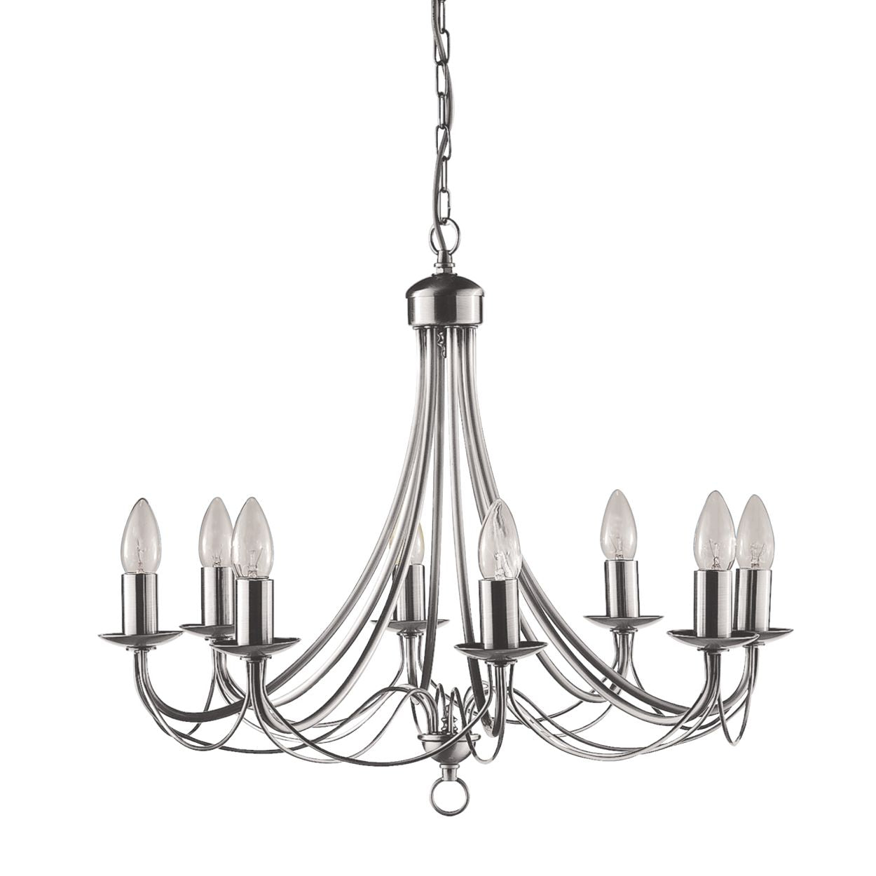 Searchlight Maypole 8Lt Hanglamp Satin Zilver Metaal