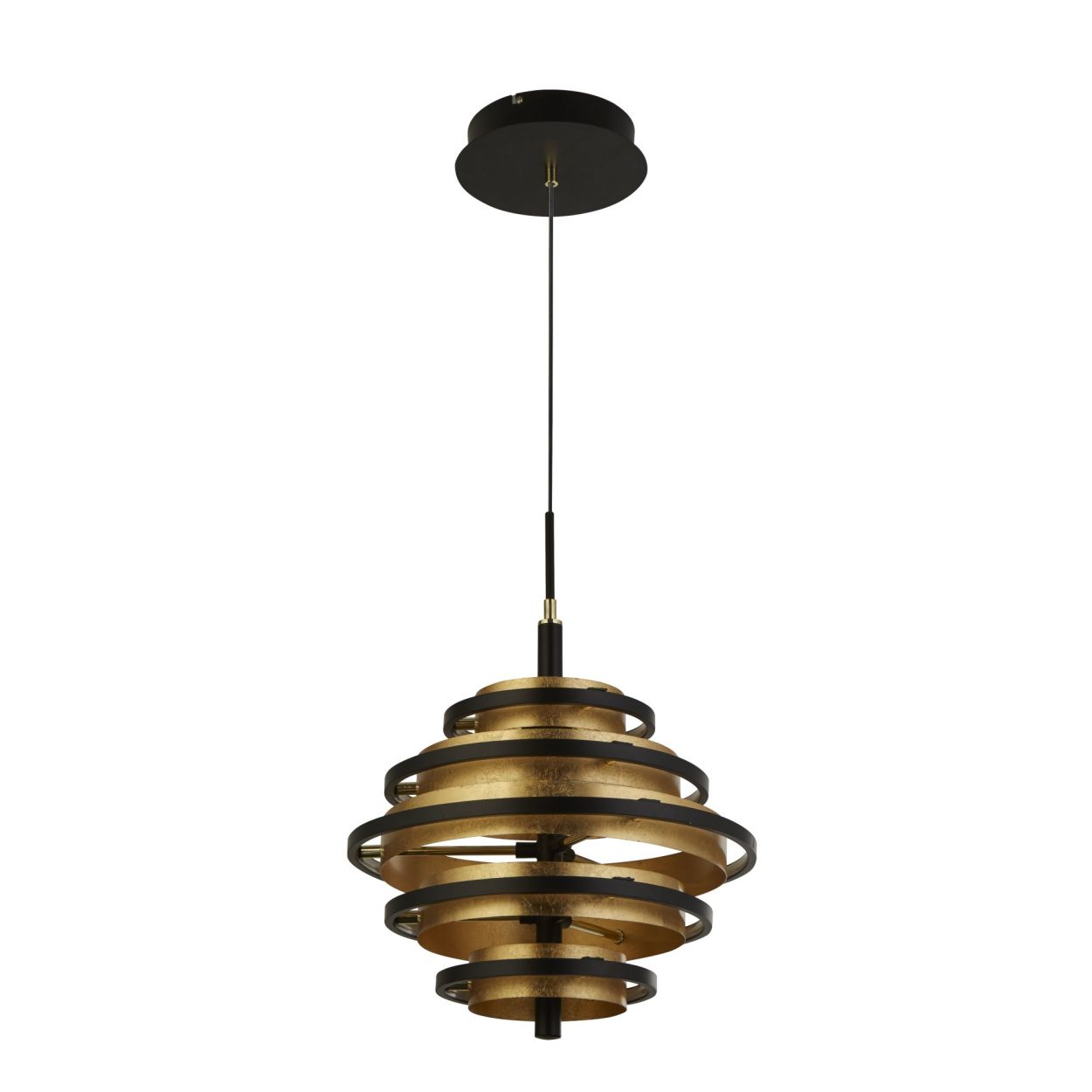 Searchlight Hive 5Lt Hanglamp Zwart Metaal & Goud Leaf