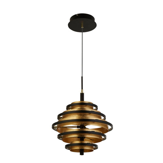 Searchlight Hive 5Lt Hanglamp Zwart Metaal & Goud Leaf