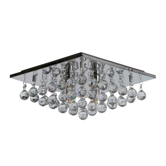 Searchlight Hanna 4Lt Flush Plafondlamp Chroom & Helder Kristal