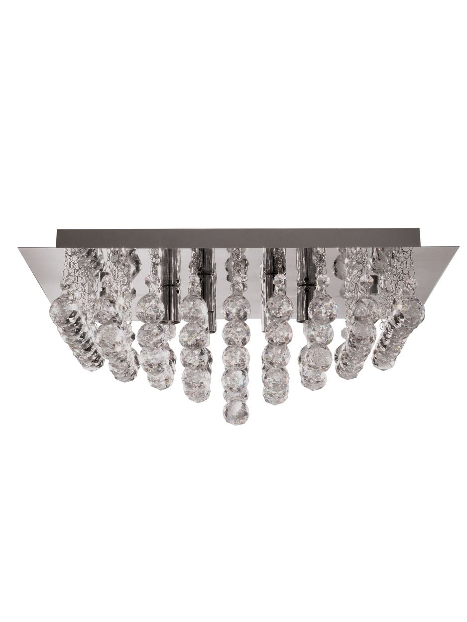 Searchlight Hanna 6Lt Flush Plafondlamp Chroom & Helder Kristal