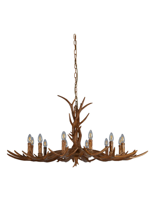 Searchlight Stag 12Lt Pendant - Brown Resin