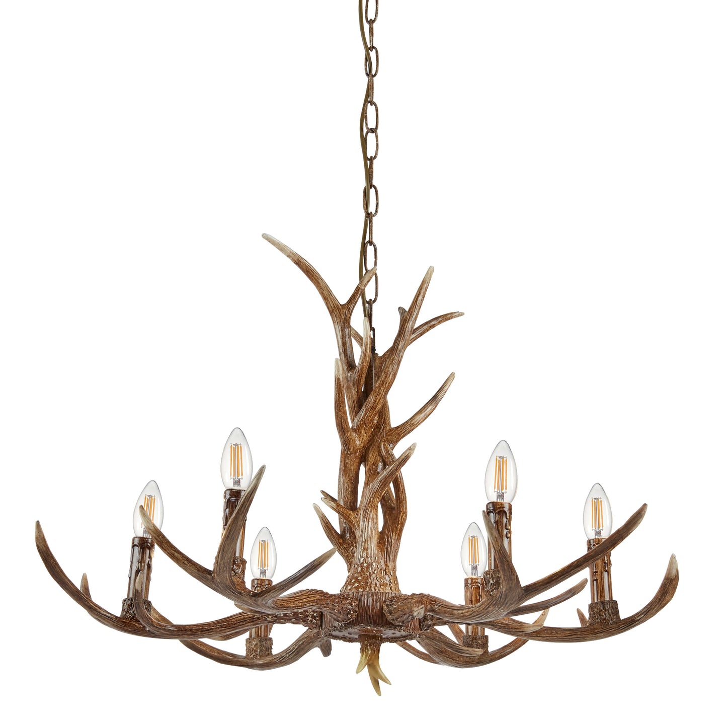 Searchlight Stag 6Lt Pendant - Brown Resin