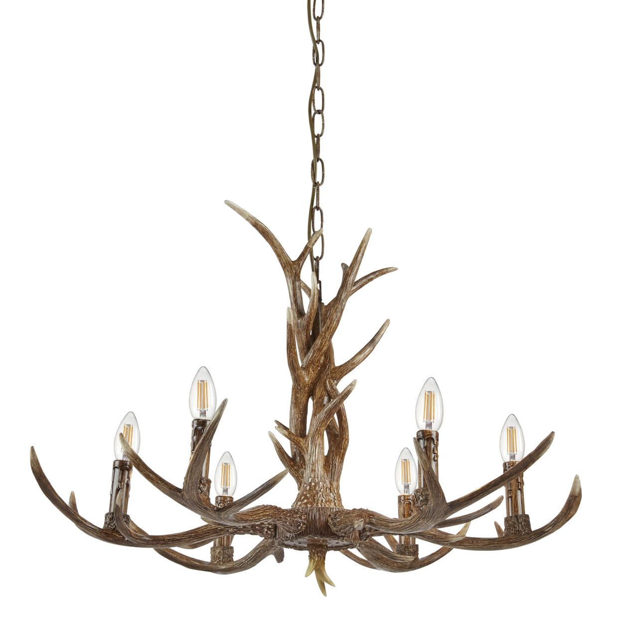 Searchlight Stag 6Lt Hanglamp Bruin Hars
