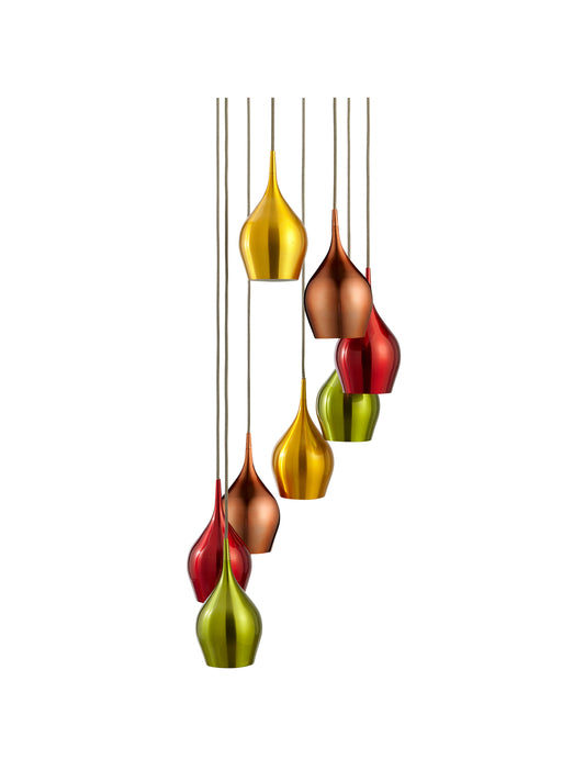 Searchlight Vibrant 8Lt Multi-Drop Pendant-Metallic Multi-Coloured Metal