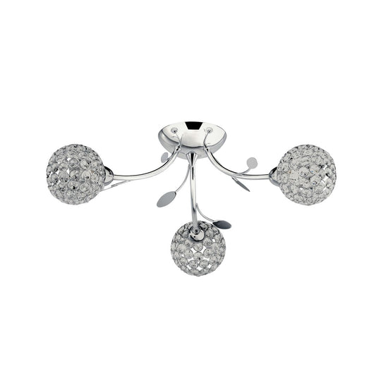 Searchlight Bellis II 3Lt Semi Flush Chroom & Helder Glas
