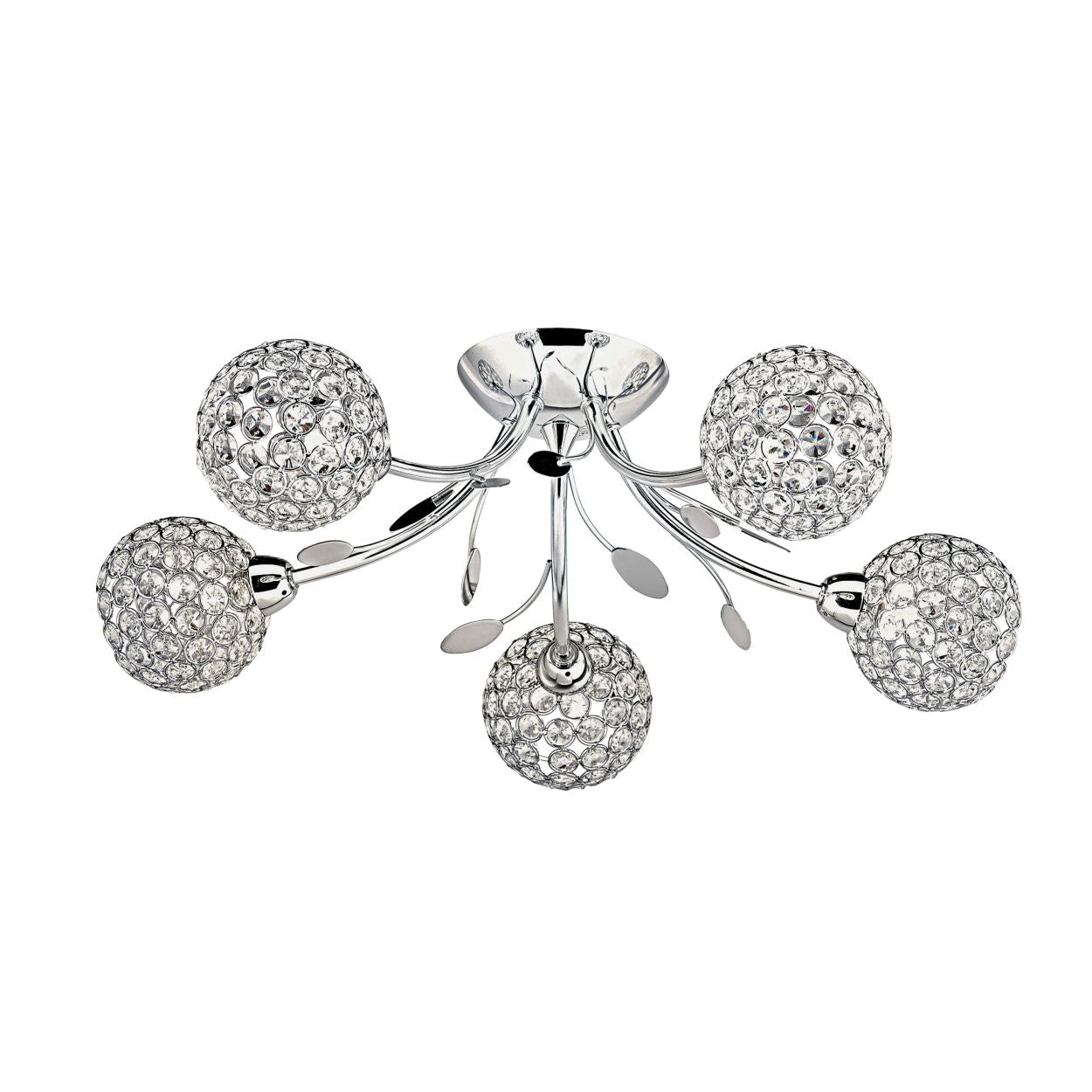 Searchlight Bellis II 5Lt Semi Flush Chroom & Helder Glas Beads