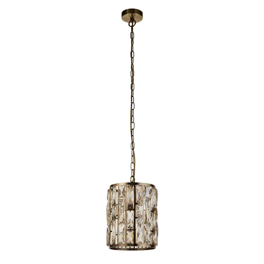 Searchlight Bijou Hanglamp Antique Messing Metaal & Champagne Glas