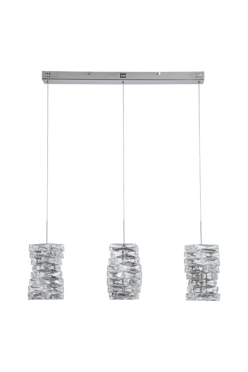 Searchlight Modena LED 3Lt Bar Hanglamp, Chroom with Helder Kristal