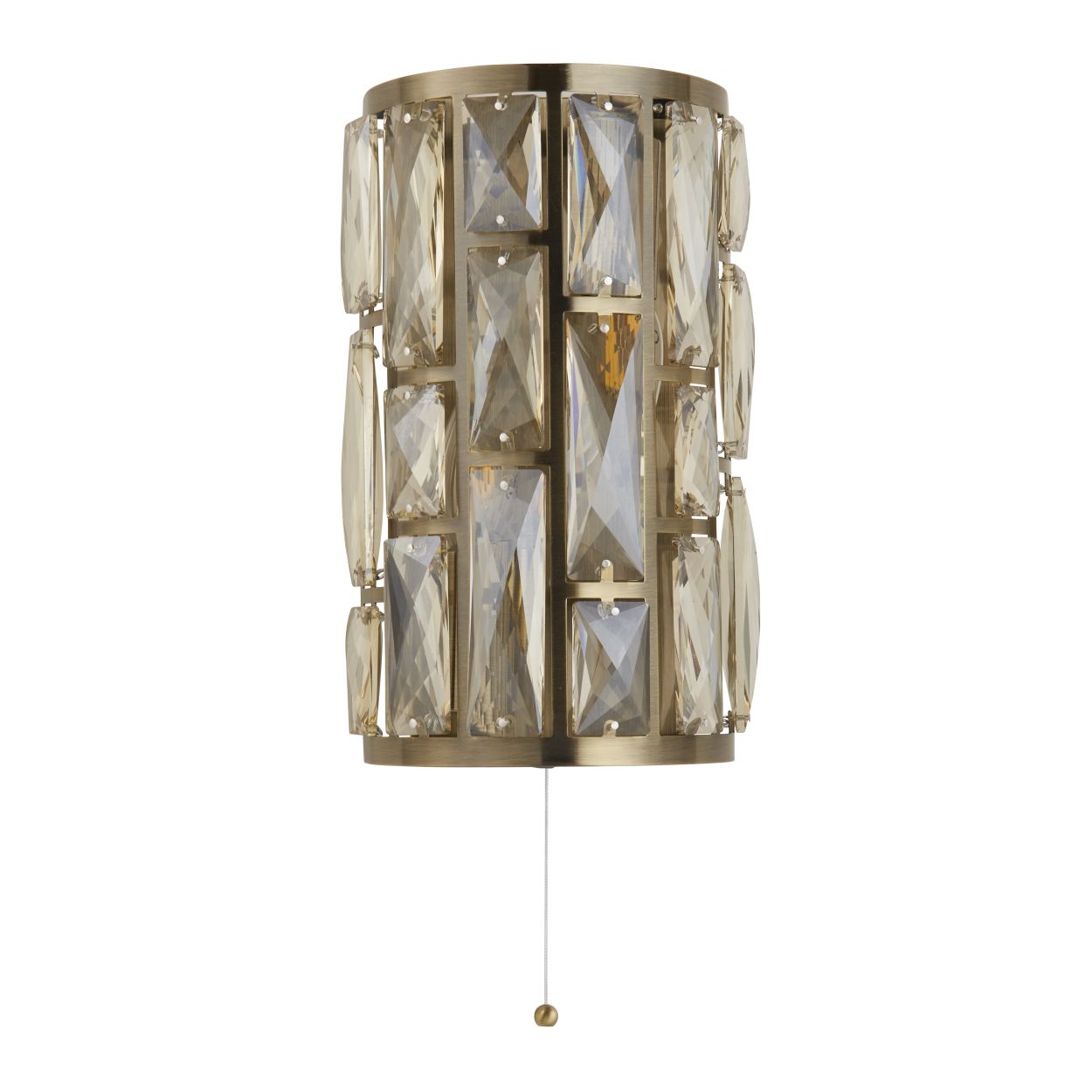 Searchlight Bijou 2Lt Wandlamp Antique Messing Metaal & Champagne Glas