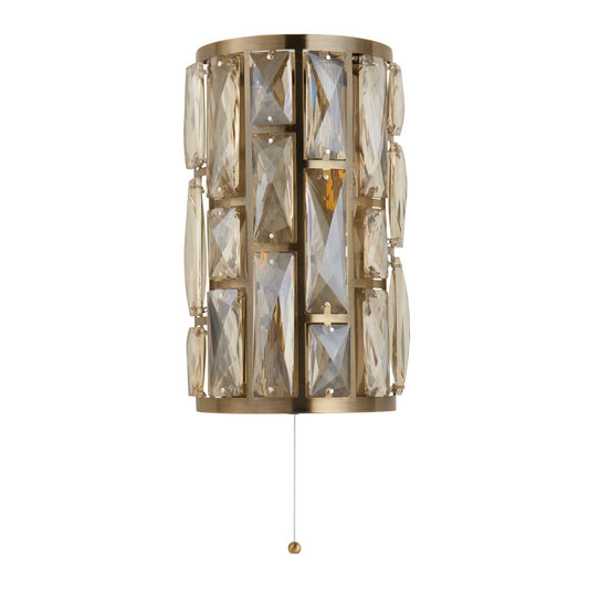 Searchlight Bijou 2Lt Wandlamp Antique Messing Metaal & Champagne Glas