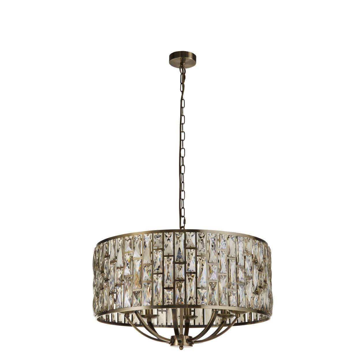Searchlight Bijou 8Lt Hanglamp Antique Messing Metaal & Champagne Glas