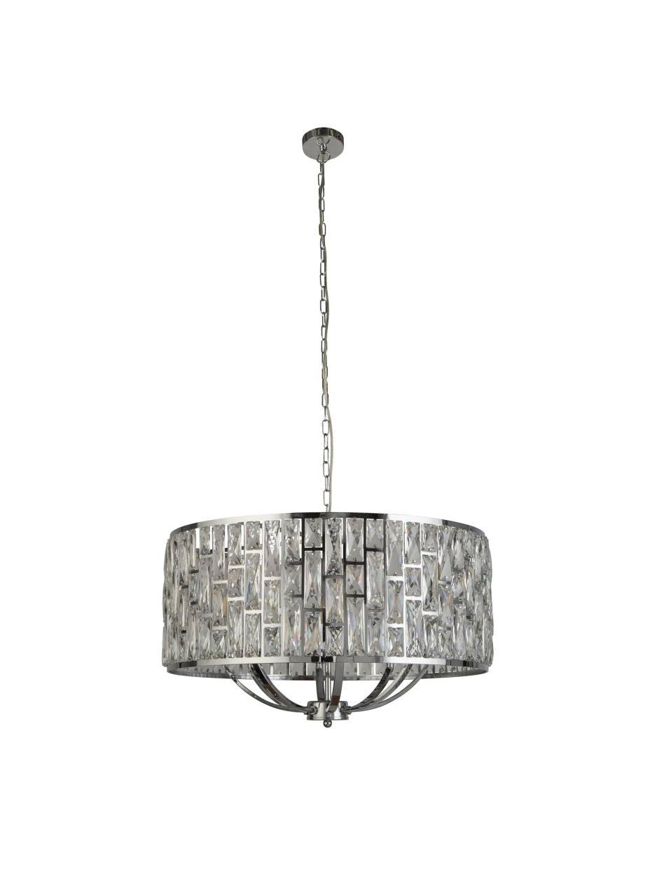 Searchlight Bijou 8Lt Hanglamp Chroom Metaal & Kristal Glas