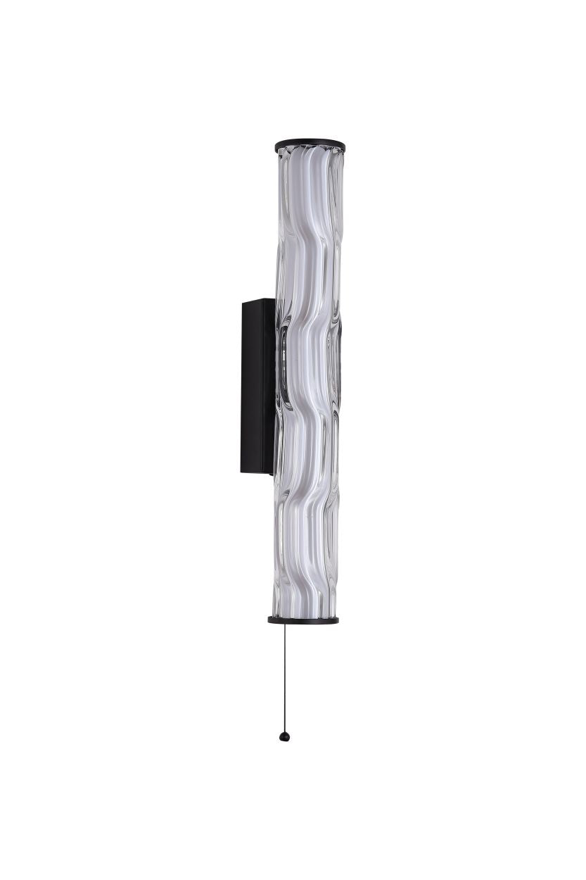 Searchlight Vibrate LED Wandlamp, Mat Zwart with Glas