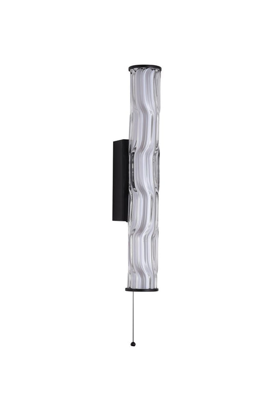 Searchlight Vibrate LED Wandlamp, Mat Zwart with Glas