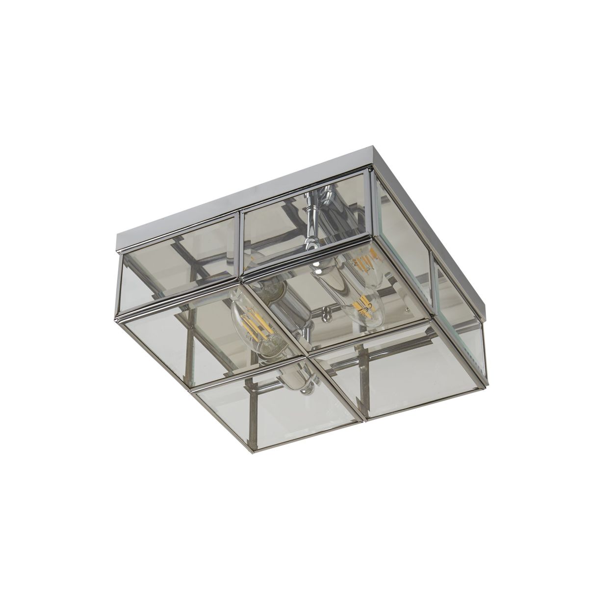 Searchlight Pisa 2Lt Flush Chroom Metaal & Helder Bevelled Glas