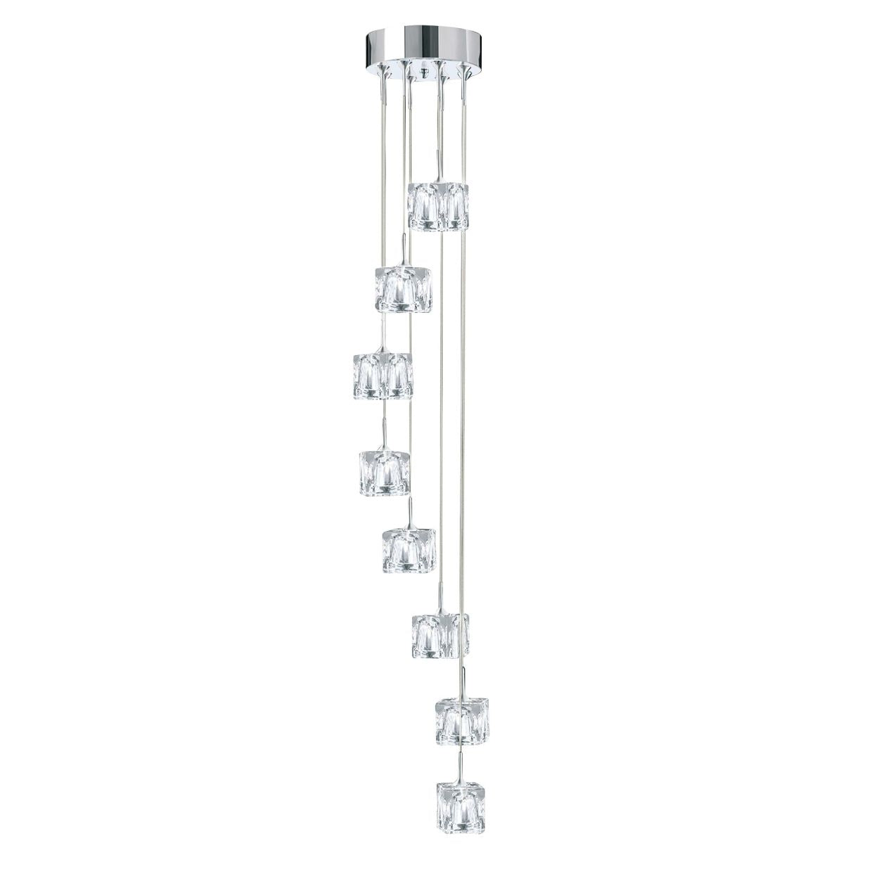 Searchlight Ice Cube 8Lt Multi Drop Hanglamp Chroom Metaal & Glas