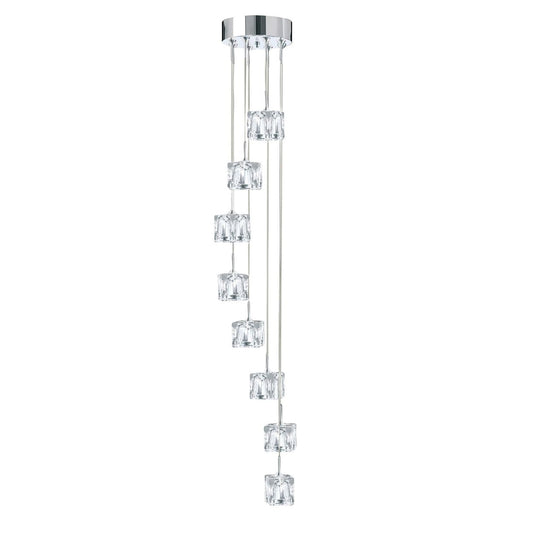 Searchlight Ice Cube 8Lt Multi Drop Hanglamp Chroom Metaal & Glas