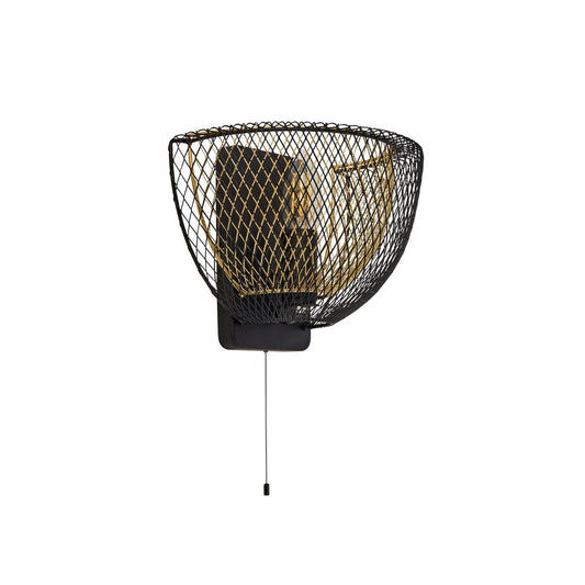 Searchlight Honeycomb Wandlamp Zwart Metaal & Goud Mesh
