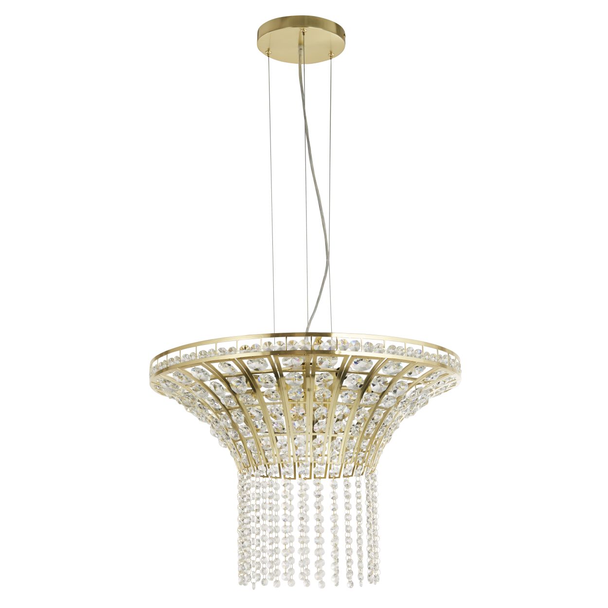 Searchlight Gemma 8Lt Rond Hanglamp Satin Messing & Helder Kristal