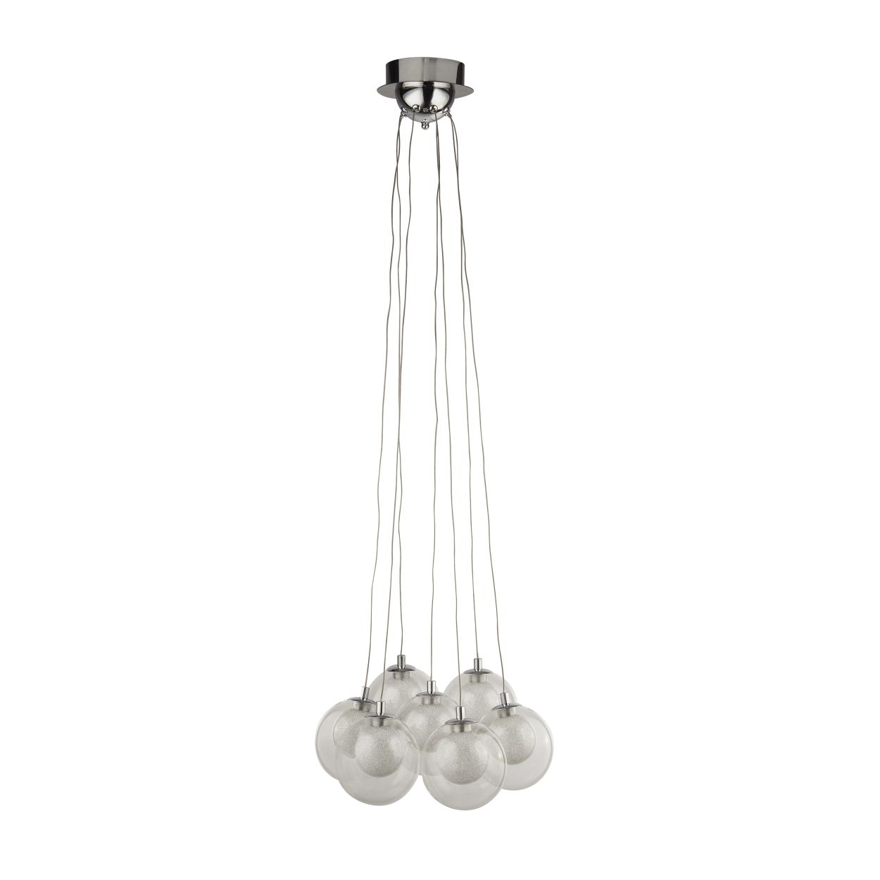 Searchlight Cluster 7Lt Hanglamp Chroom Metaal & Helder & Kristal Sand