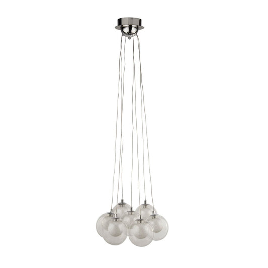 Searchlight Cluster 7Lt Hanglamp Chroom Metaal & Helder & Kristal Sand