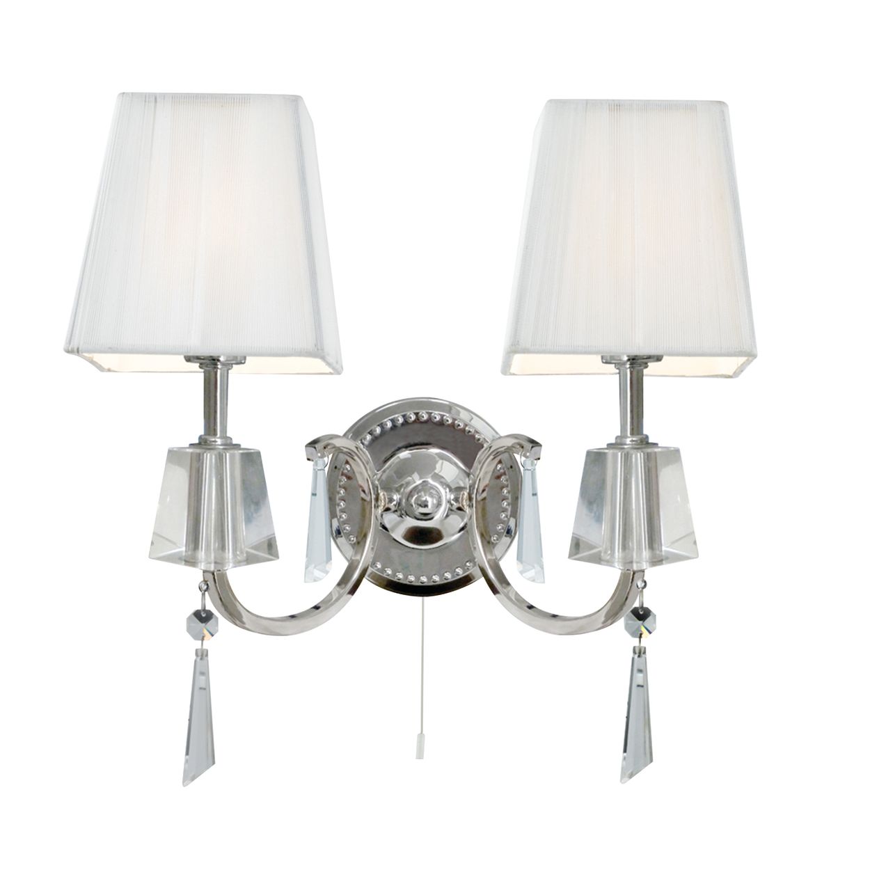 Searchlight Portico 2Lt Wandlamp Chroom Metaal & Glas
