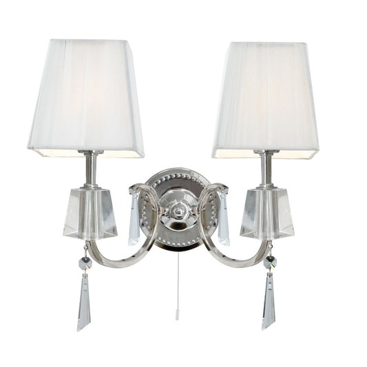 Searchlight Portico 2Lt Wandlamp Chroom Metaal & Glas