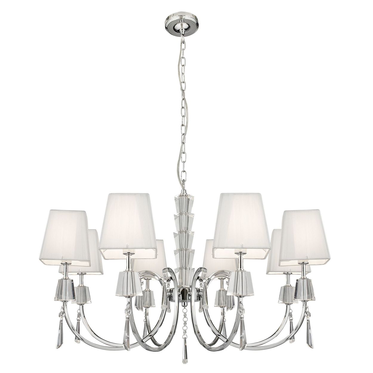 Searchlight Portico 8Lt Hanglamp Chroom Metaal, Acryl & String Shades
