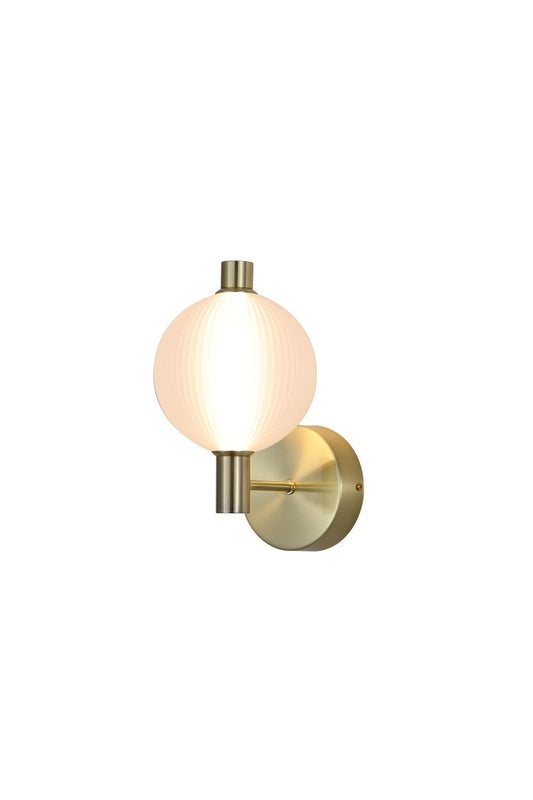 Searchlight Luminique LED Wandlamp, Satin Messing Metaal with Glas