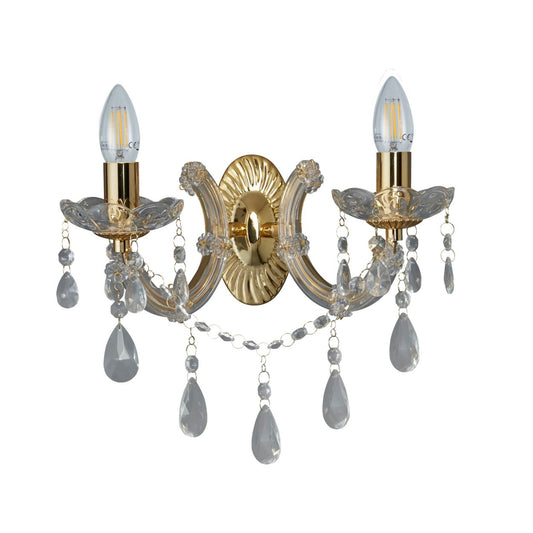 Searchlight Marie Therese 2Lt Wandlamp Polished Messing & Helder Acryl