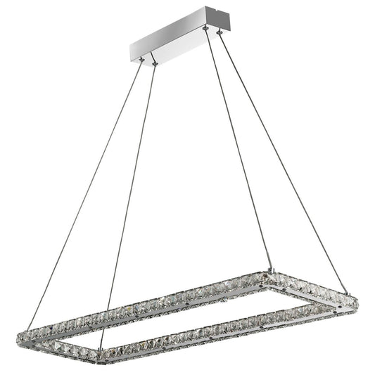 Searchlight Clover Rechthoekig Hanglamp Chroom & Helder Glas