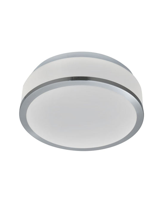 Searchlight Cheese 2Lt Flush Satin Zilver Metaal & Wit Glas