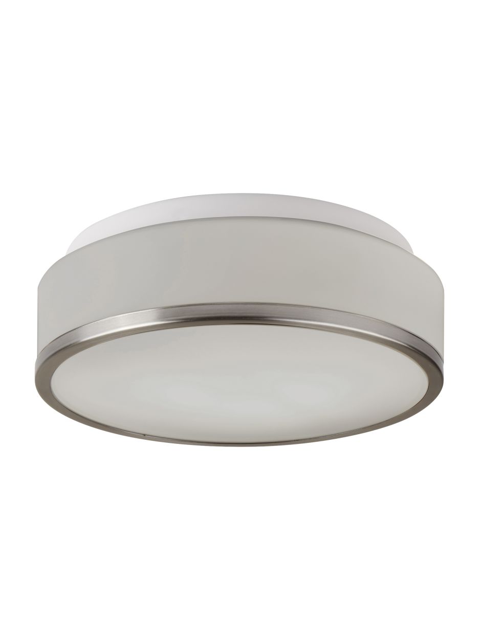 Searchlight Cheese 2Lt Flush Satin Zilver Metaal & Wit Glas