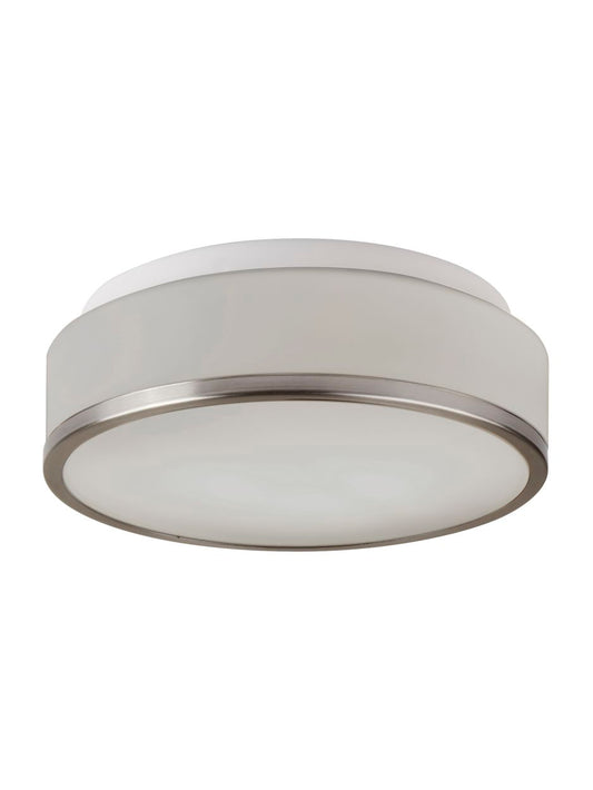 Searchlight Cheese 2Lt Flush Satin Zilver Metaal & Wit Glas