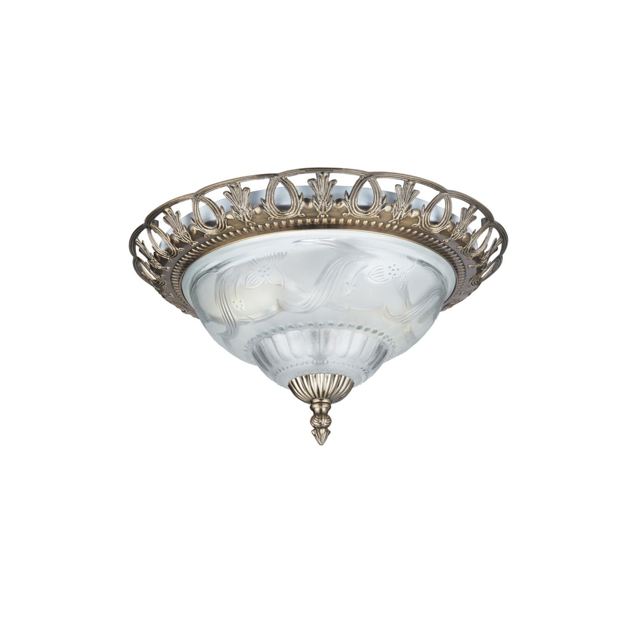 Searchlight Derby Flush Antique Messing Metaal & Glas