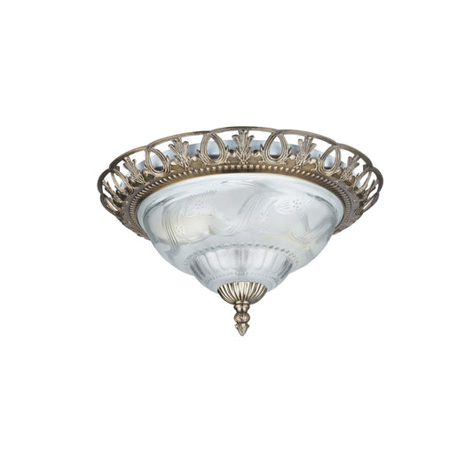 Searchlight Derby Flush Antique Messing Metaal & Glas