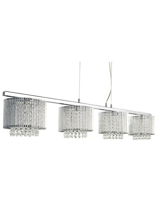 Searchlight Elise II 4Lt Bar Hanglamp Chroom Metaal & Helder Kristal