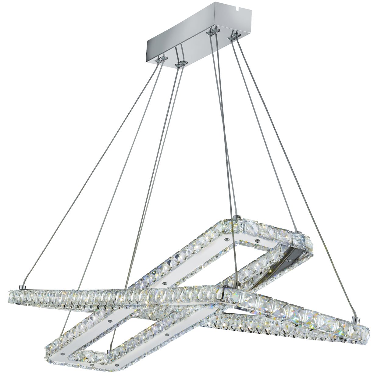 Searchlight Clover 2Lt LED Hanglamp Chroom & Helder Glas