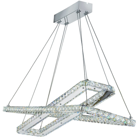 Searchlight Clover 2Lt LED Hanglamp Chroom & Helder Glas